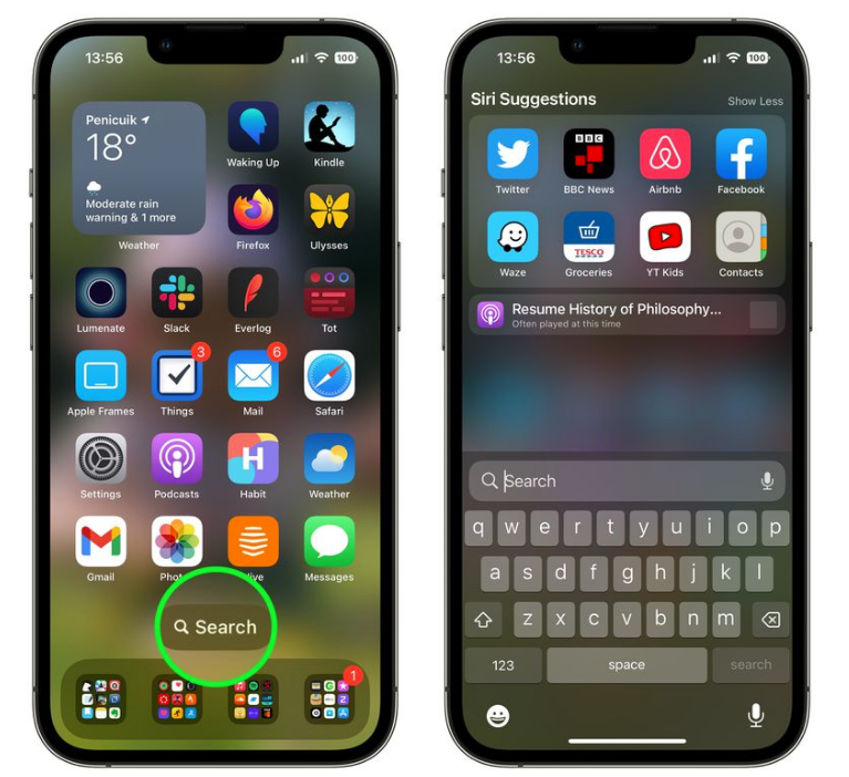 温江苹果手机维修分享升级到 iOS 16 后，如何删除主屏幕上的搜索按钮 
