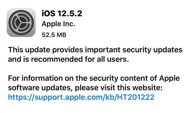 温江苹果手机维修分享iOS12.5.2发布，建议所有老苹果用户安装 